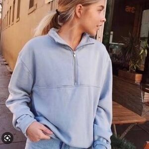 Brandy Melville blue quarter zip sweater